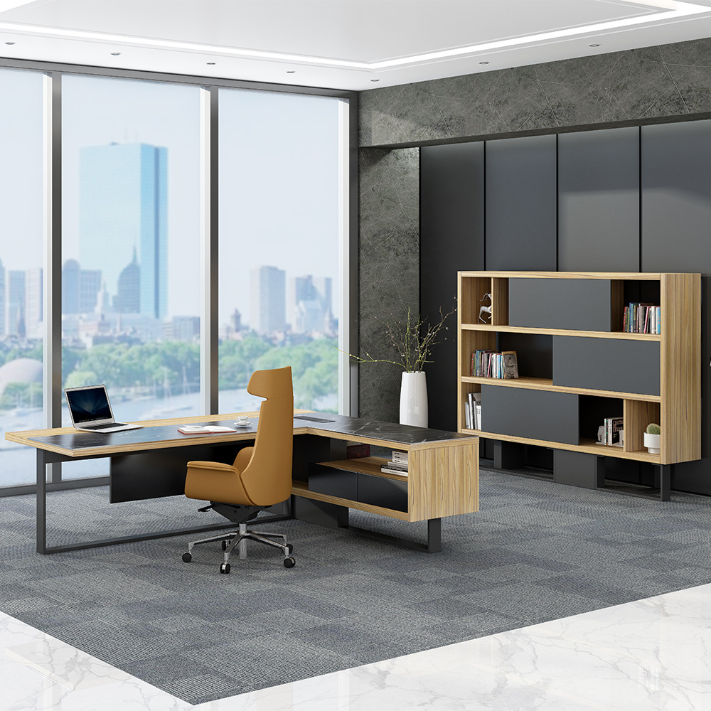 Modern Custom Fashionable luxury wooden office furniture l shaped executive office desk