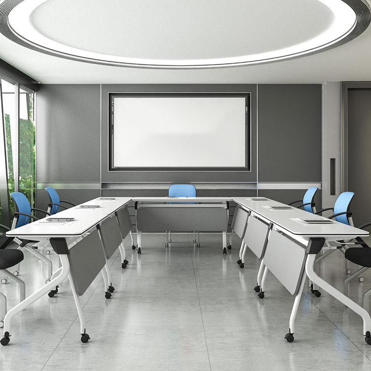 Modern White Modular Office Folding Meeting Training Room Table Desk Foldable Training Tables And Chairs