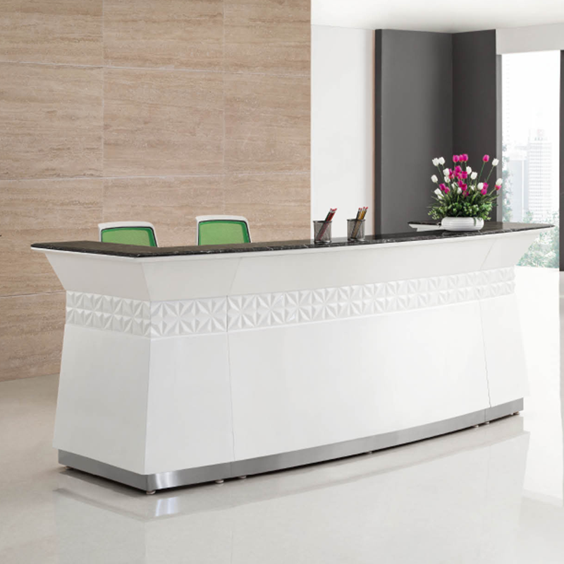 China Supply White Modern Wooden Reception Desks Counter Office Hotel Spa Beauty Salon circular Panel Reception Desks