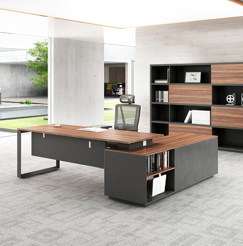 Modern director office table cheap I shape wooden ceo boss luxury office furniture l shape executive desk