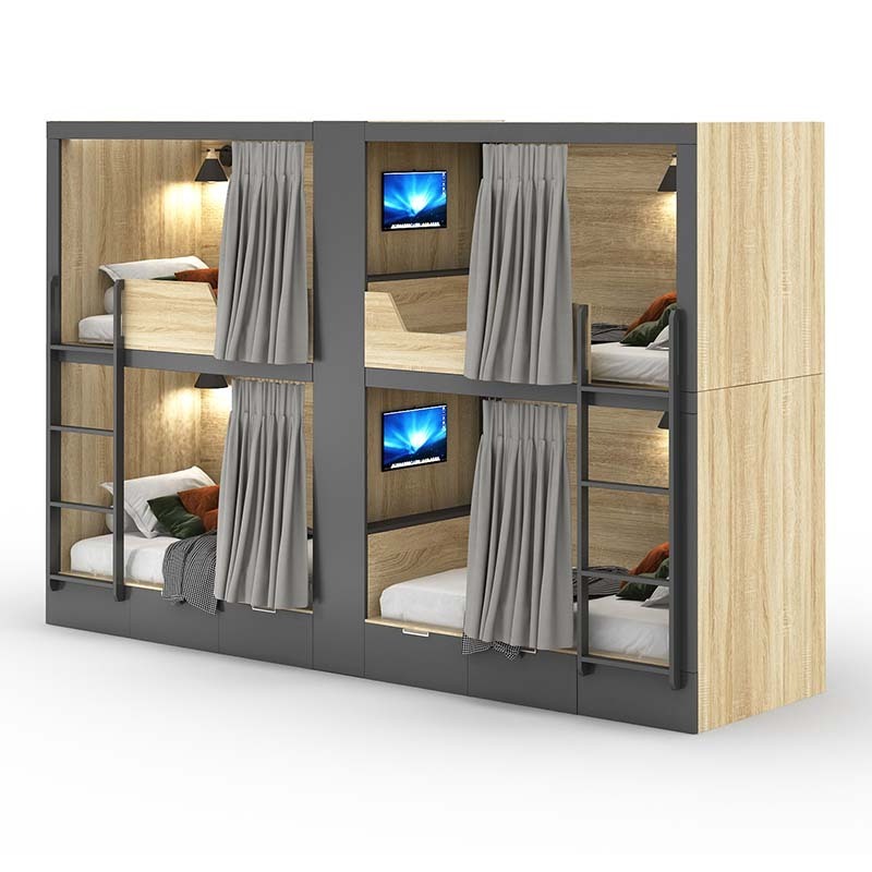 Soundproof Capsule Double Bed Sleep Pod Hotel Bunk Beds Sleeping Pod Smart Capsule Sleepbox Bed