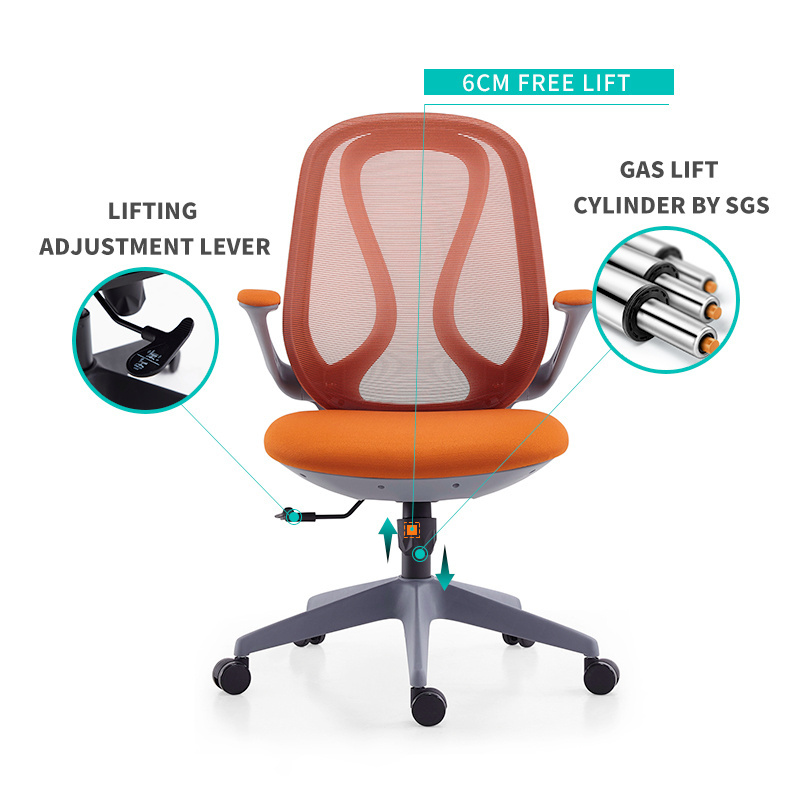 Medium Back Moulded Parts Swivel Mesh Office Chair with Armrests