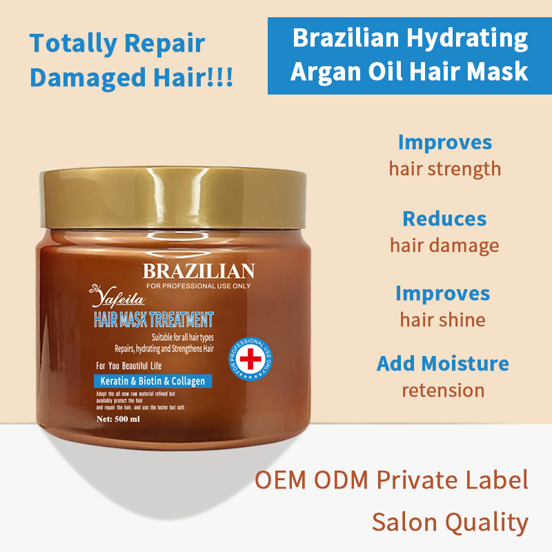 OEM Factory Price Brazilian Keratin and Collagen Smoothing Repair Hair Mask, With Essential Oil and Vitamin E Deep Treatment