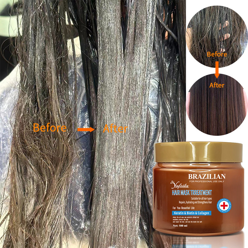 OEM Factory Price Brazilian Keratin and Collagen Smoothing Repair Hair Mask, With Essential Oil and Vitamin E Deep Treatment