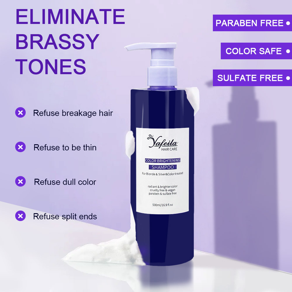 Private Label Organic Moisturizing Purple Shampoo Anti Brass Remove Yellow Hair Toning Shampoo  for Blonde Color-treated Hair