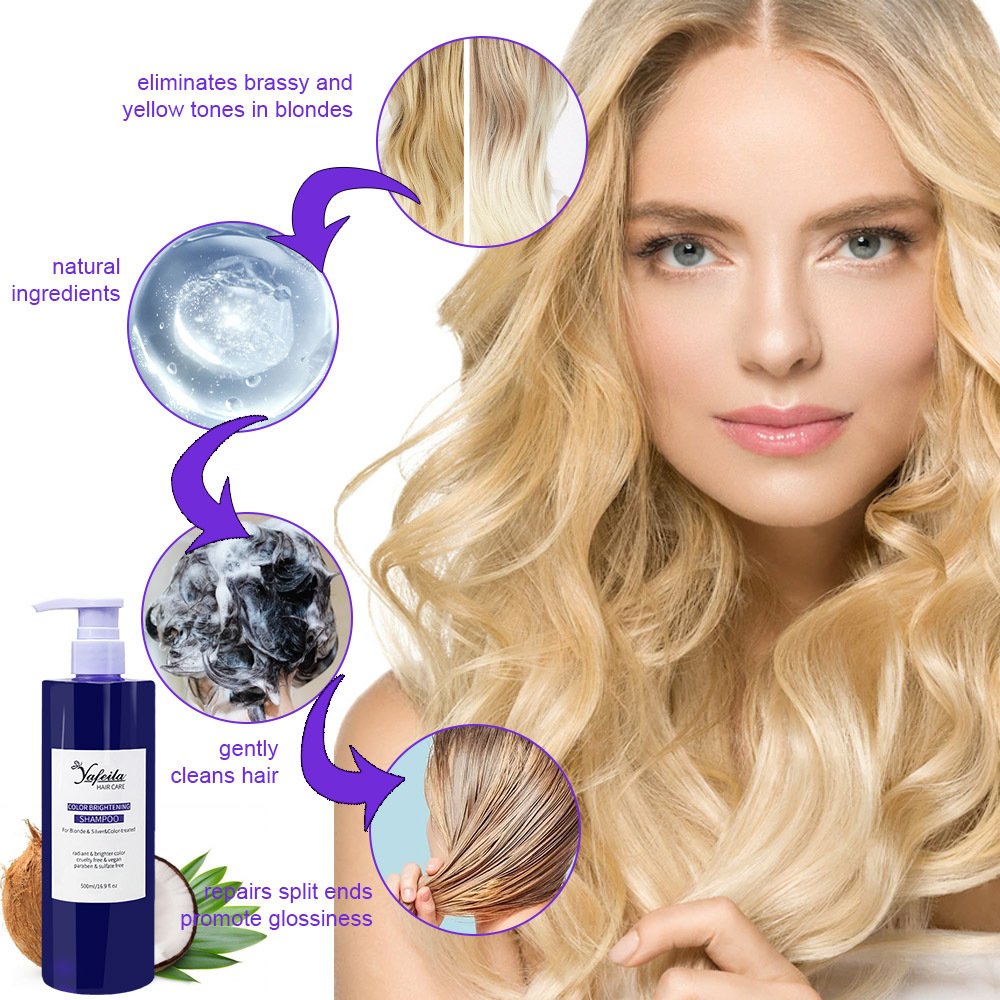 Private Label Organic Moisturizing Purple Shampoo Anti Brass Remove Yellow Hair Toning Shampoo  for Blonde Color-treated Hair