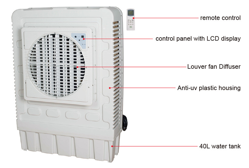 Window mounted power option evaporative desert air cooler