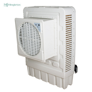 Window mounted power option evaporative desert air cooler