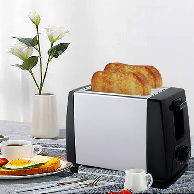 Household Stainless Steel Toaster, Double Trough Automatic Mini Breakfast 2 Slices Toaster/