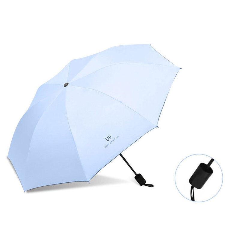 UV Black Coating Unisex, Portable 3 Fold Auto Open And Close Sun Rain Umbrella/