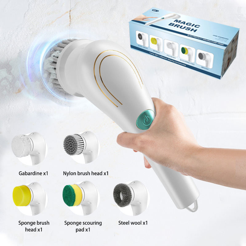 New Multi-function Kitchen Electric, Spin Scrubber Handheld Electric Cleaning Brush Tool Home Bathroom Sink Cleaning 5 in 1 USB/