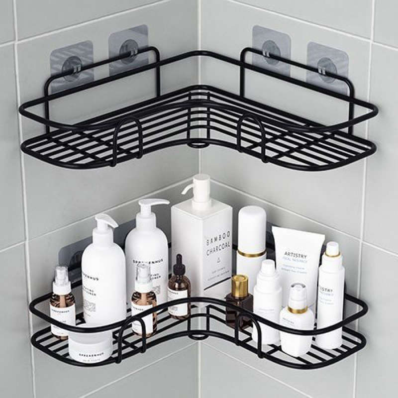 Corner Shower Caddy Bathroom, Wall Mounting Corner Metal Wire Storage Organizer Shelf/