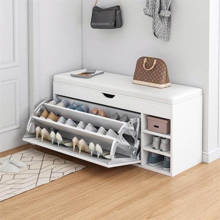 60cm Shoes Storage Rack, Organizer Shoe Cabinet Wood with Entrance Bench Home Furniture/