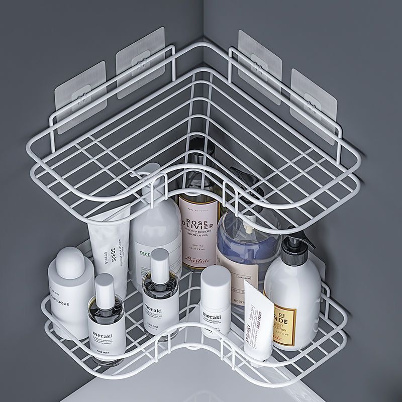 Wall Mounted Storage Organizer, Adhesive Shower Caddy Bathroom Corner Shelf/