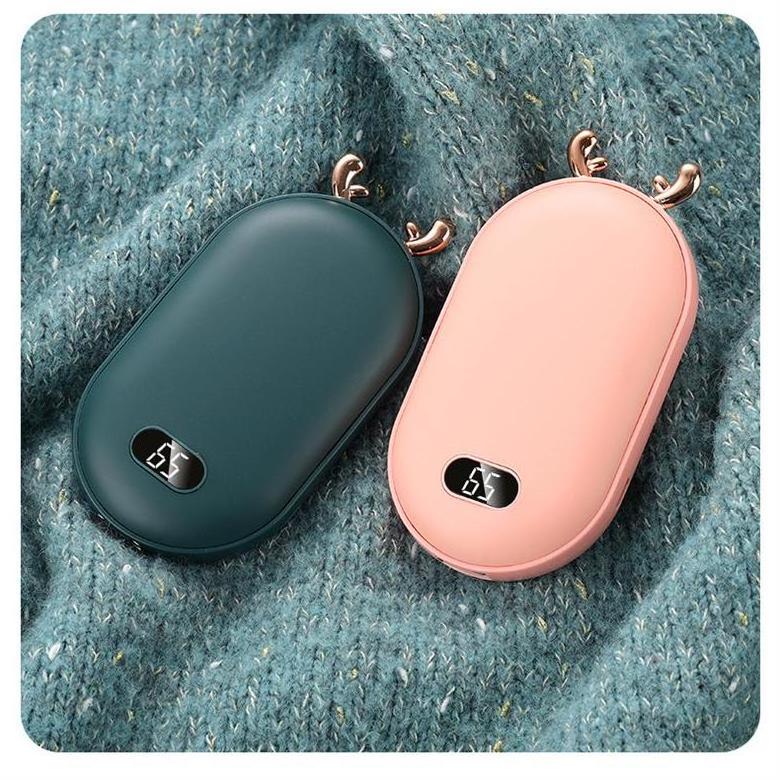 10000mAh Portable Winter Gifts, Mini Pocket LED Flashlight Double Side Heat Rechargeable Power Bank Hand Warmer/