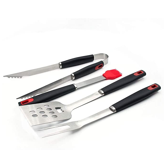 Hot Sale Barbeque Tool Set Outdoor Grill Spatula Tongs fork 4 pcs stainless steel