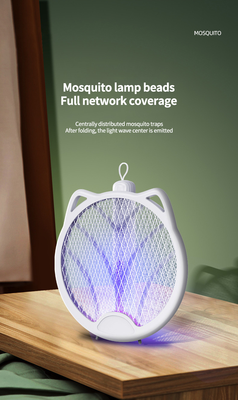 Factory USB Rechargeable 2, in 1 Handheld Electric Fly Mosquito Killer Racket Swatter Bug Zapper/