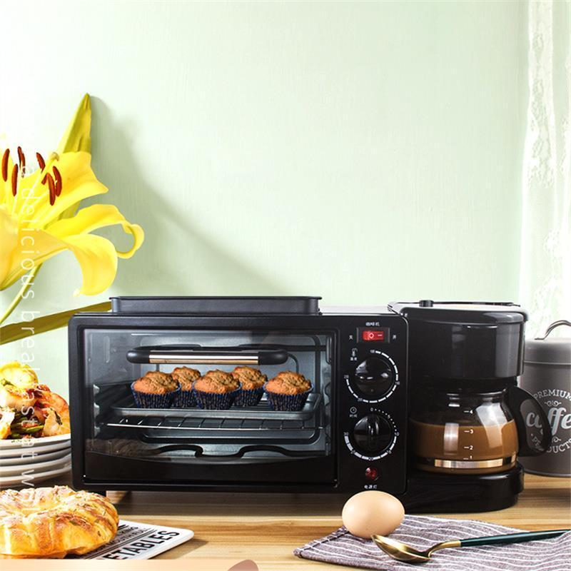 Multifunctional Coffee Machine Electric, Oven And Frying Pan Integrated 3 In 1 Breakfast Maker/