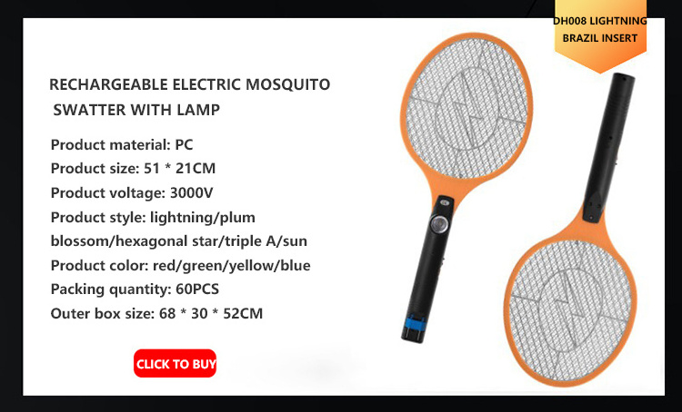 Rechargeable Pest Control Bug, Zapper Fly Swatter Mosquito Racket Mosquito Bat/