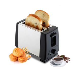 Household Stainless Steel Toaster, Double Trough Automatic Mini Breakfast 2 Slices Toaster/