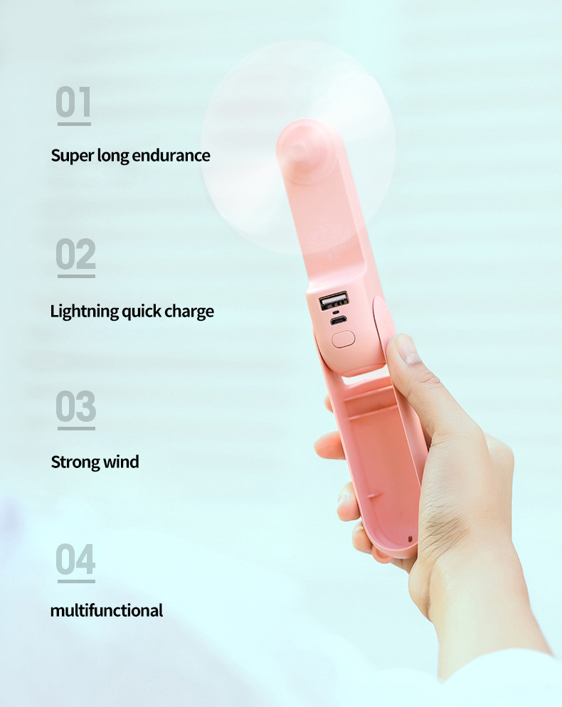 Mini folding small fan, portable portable small usb handheld large-capacity emergency power bank fan/