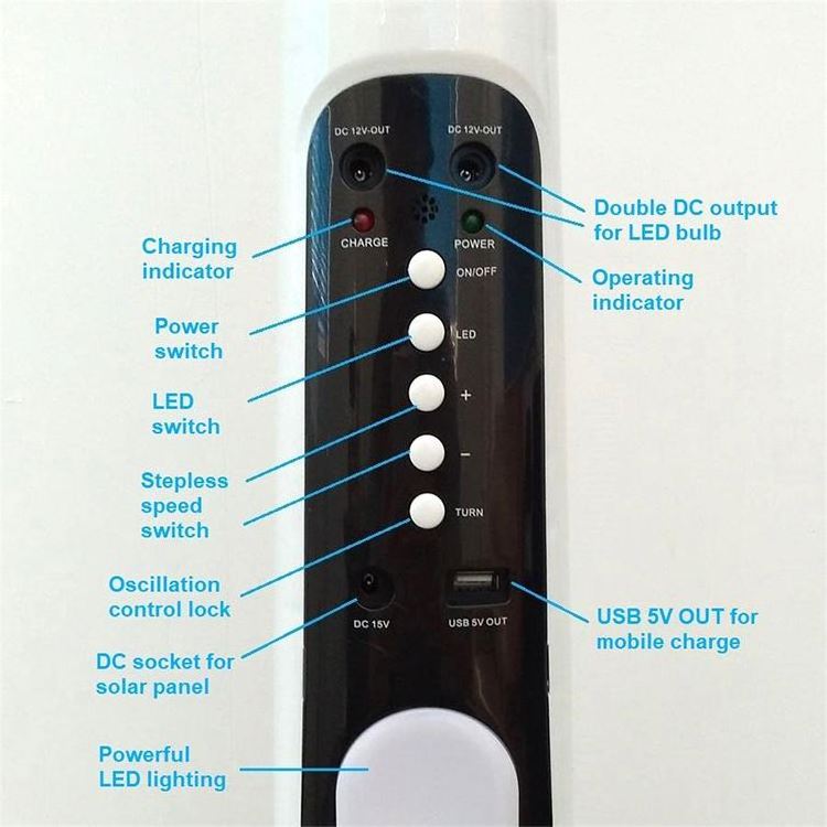 18 inch rechargeable floor, fan Large capacity battery with lighting mobile phone charging emergency vertical fan/