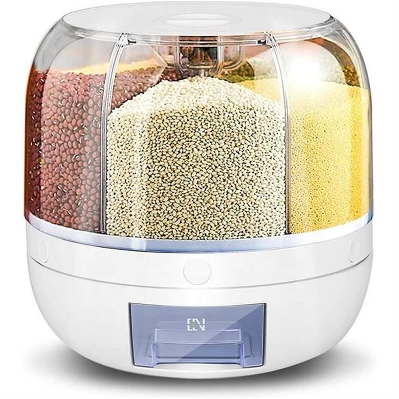 2023 Trending Hot Kitchen, Automatic Grain Storage Container Cereal Dispenser Rotate Rice Coffee Bean Dry Food Dispensers/