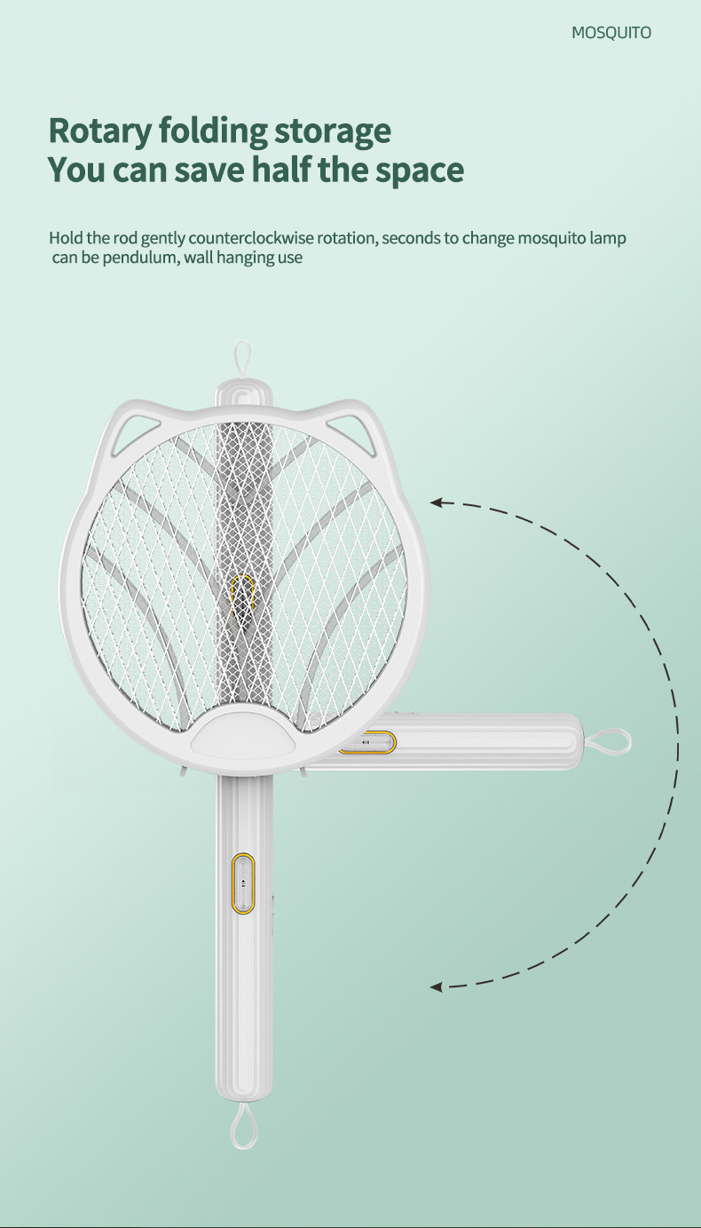 Factory USB Rechargeable 2, in 1 Handheld Electric Fly Mosquito Killer Racket Swatter Bug Zapper/