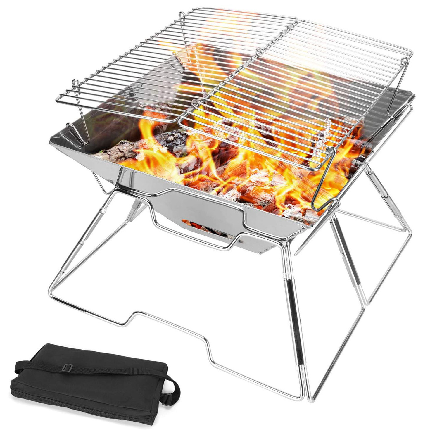 Folding Charcoal Stove Campfire, Grill Stove Portable Outdoor Home Camping Wood Stove For Hiking Travel Picnic Bbq/