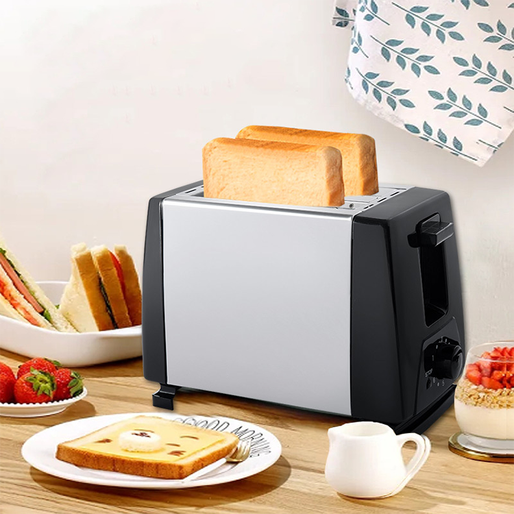 Household Stainless Steel Toaster, Double Trough Automatic Mini Breakfast 2 Slices Toaster/