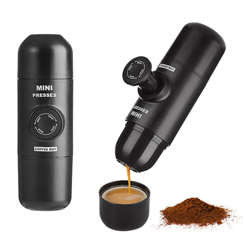 Portable Mini Espresso  With,Grinder  Coffee Powder And Capsules Manual Coffee Maker With Timer/