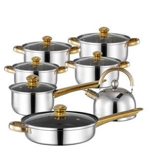 Hot Sell Cheap Stainless, Steel Cooking Pot Kitchen Pot Set 12 kitchenware sets with kettle/