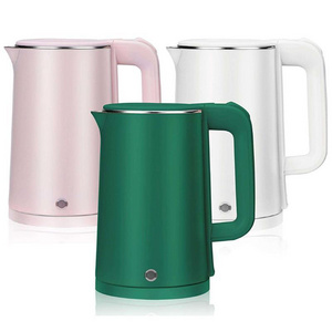 White Pink Dark Green, PP Plastic Mixed Stainless Steel Electric Kettle Plastic 1.8L Double Wall Electric Water Kettle/