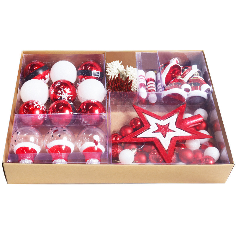 89 Pcs/Pack Christmas Tree Ornaments, Set 30-80mm Red White Shatterproof Christmas Ball Ornaments for Christmas Decoration/