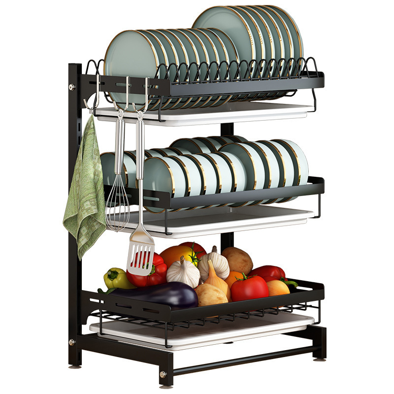 2 Tier Stainless Steel, Dish Rack Kitchen Organizer Shelf Plate Bowl Dish Drying Drainer Rack Utensils Storage Holders Racks/