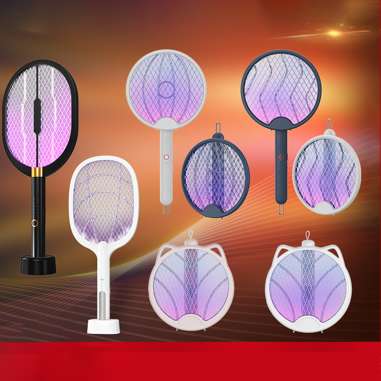 Household indoor rechargeable led, light swatter racket extendable fly swatter mini fly swatter/