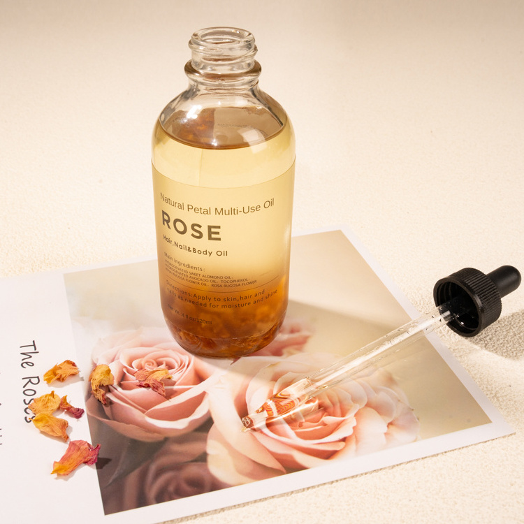 Rose Petals Face Oil Body Massage Oil Hair Oil Customizable Private Label Packaging Organic Natural Aromatherapy Skin Whitening