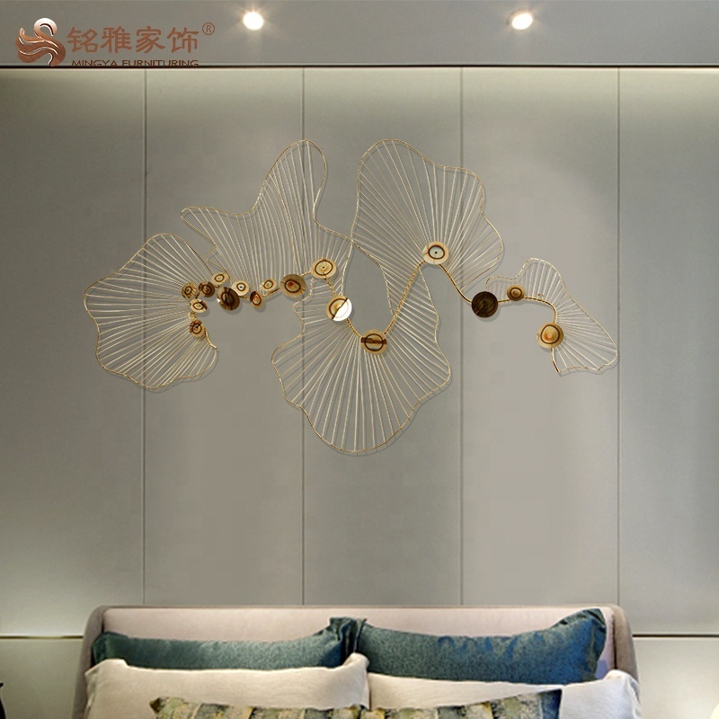 Home interior decorative metal art luxury design modern style crafts gold wall decor