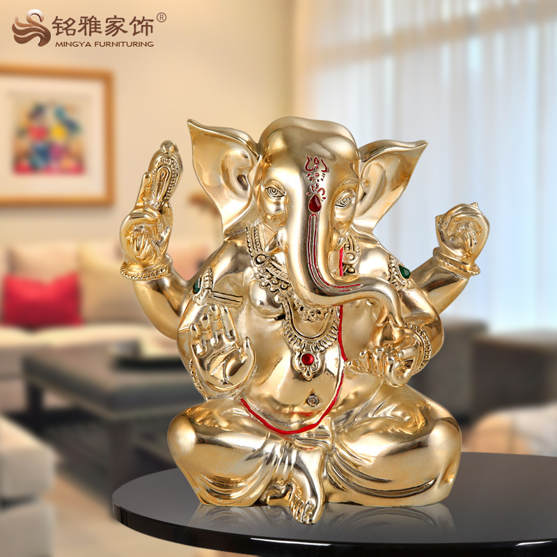 Religion decoration resin elephant gods idol Indian silver ganesha statue