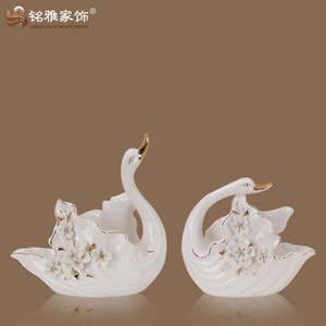 ceramic figurine swan shape ceramic figure onglazed ceramic craft figurine