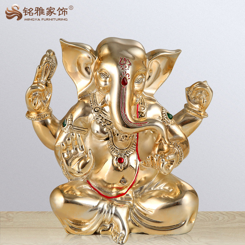 Religion decoration resin elephant gods idol Indian silver ganesha statue