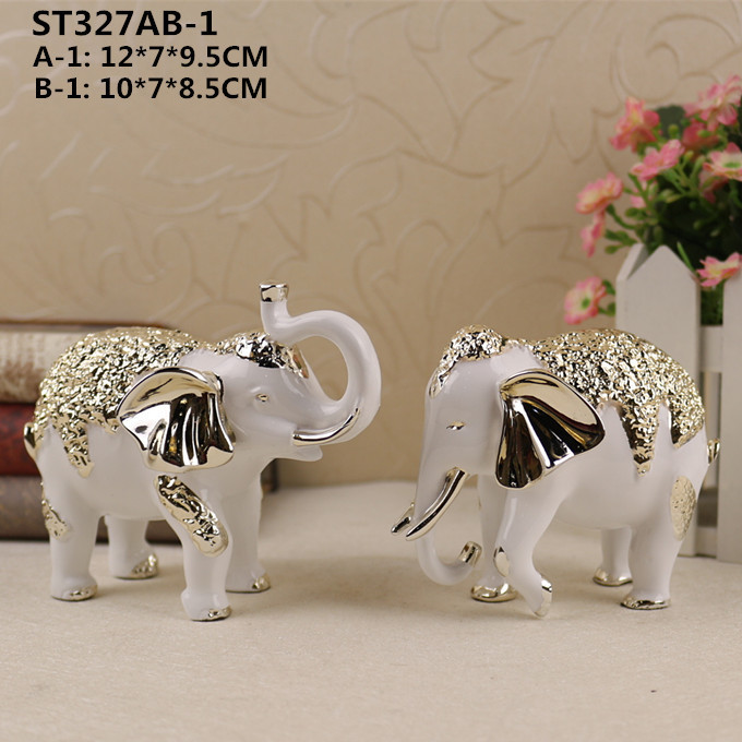 Handmade decoration craft resin animal statue lovely couple elephant figurine