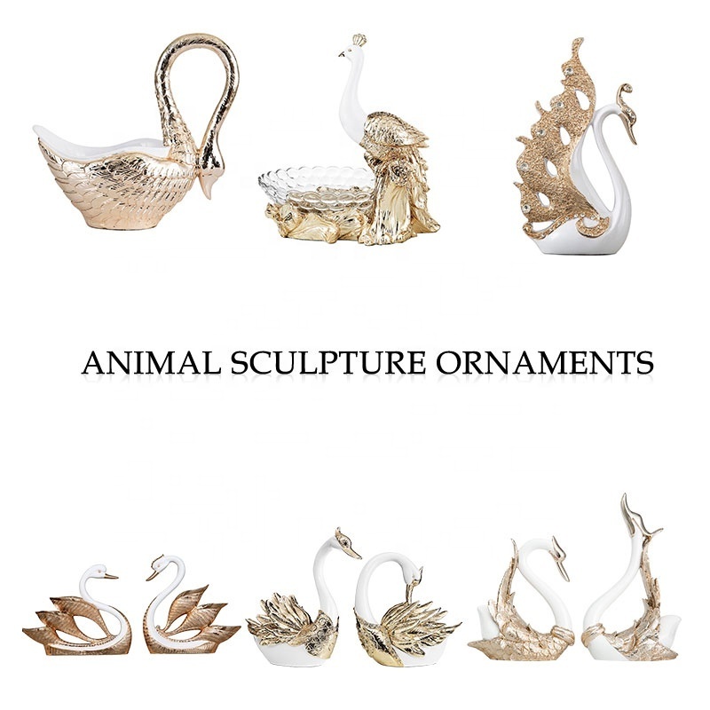 Factory customized animal resin crafts fish elephant swan deer horse peacock leopard resin sculpture statues