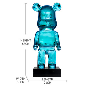 Chinese Resin Art Supplies Wholesale Fashion Design Bearbrick Home Decoration Electroplating Gold Silver Bear Resin Sculpture