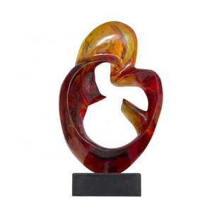 Modern sculpture home decoration gradient color red abstract resin sculpture