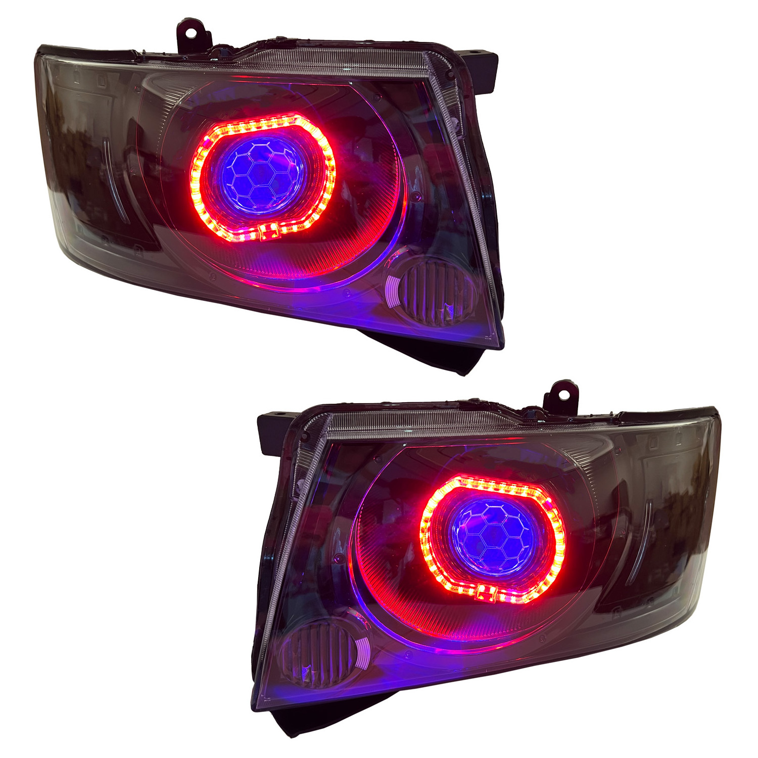 Customized halo shroud angle eyes led headlights for nissan patrol y61 GU4 GU5 GU6 GU7 GU8 GU9