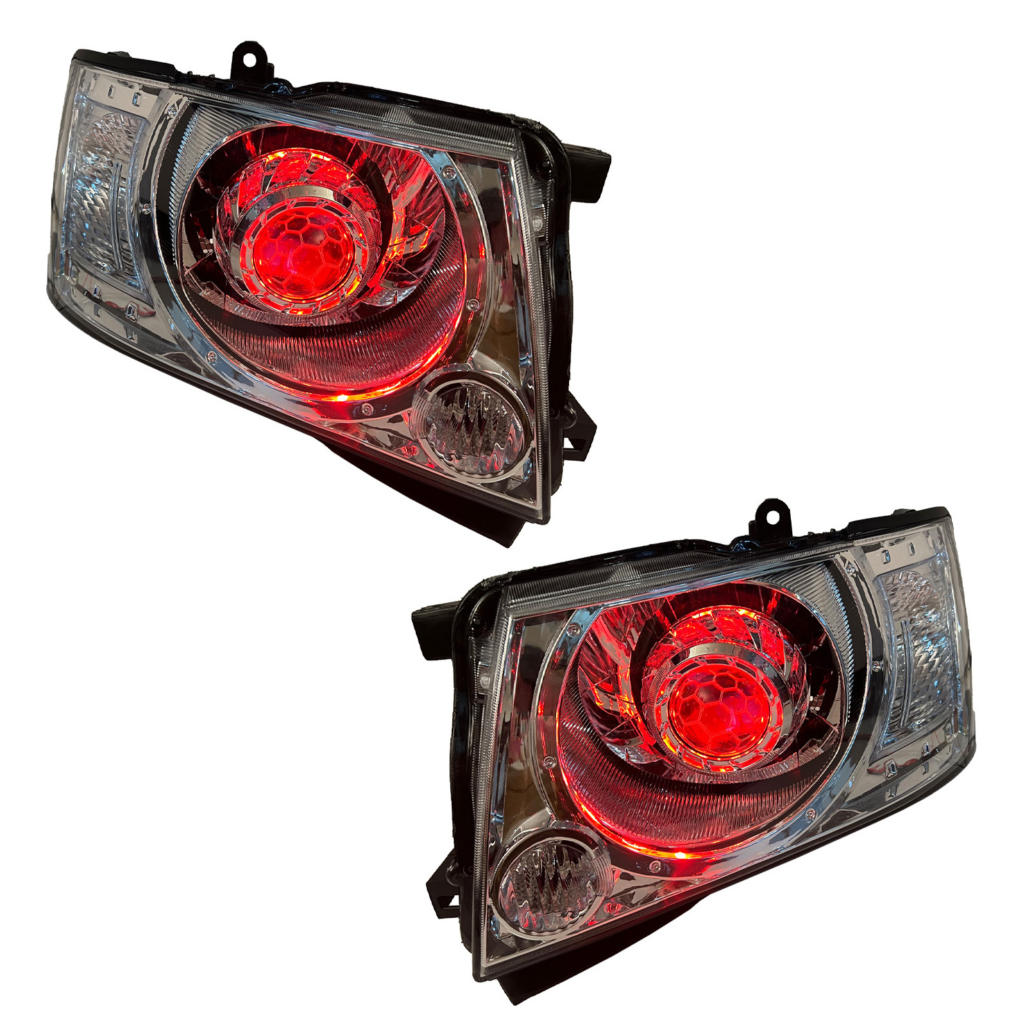 Customized halo shroud angle eyes led headlights for nissan patrol y61 GU4 GU5 GU6 GU7 GU8 GU9