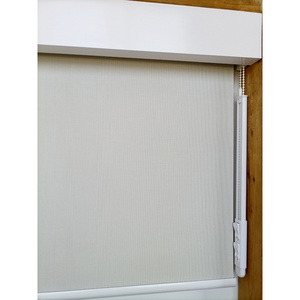 Custom sunscreen pvc sun screen clear sheer black out office hotel manual roll up shade roller blind with chain control wand