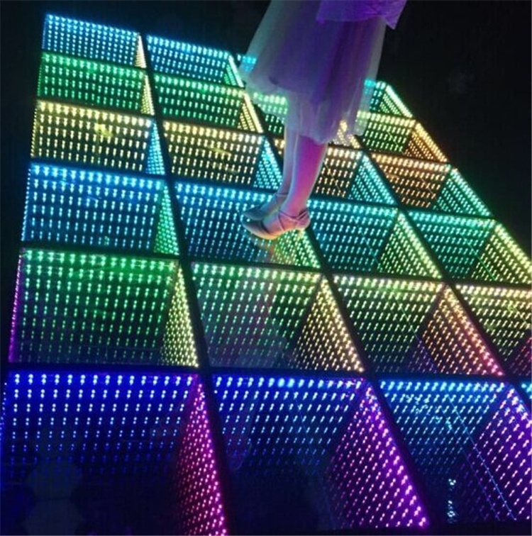 Hotel wedding 3D mirror Toughened glass dance floor led light tiles