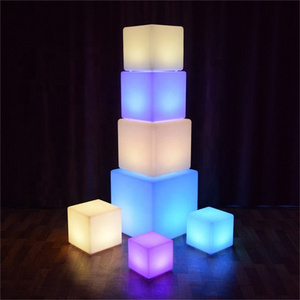 Commercial outdoors Party RGB light up LED cube 43 cm stool cube seat bar stool